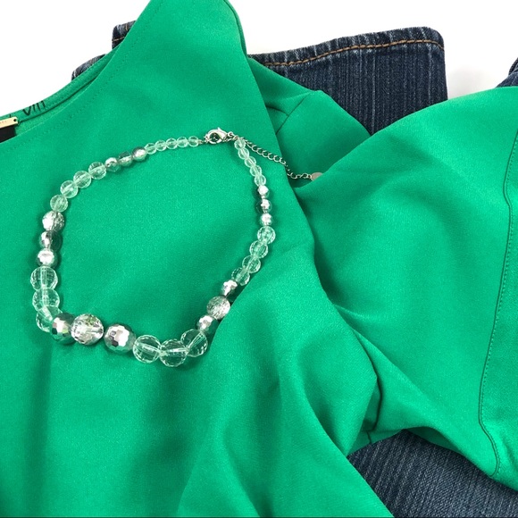 Cookie Lee Faceted Silver & Clear Short Necklace - Picture 2 of 6